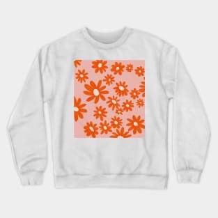 orange retro floral Crewneck Sweatshirt